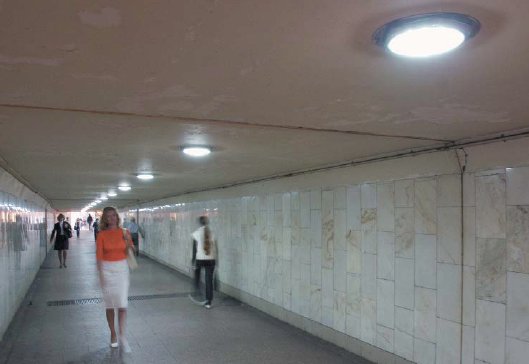 Светильники ДВУ-25 на основе светодиодов Cree XLamp в подземном переходе в Москве