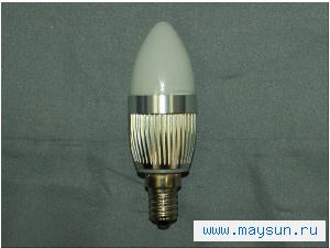 MS-QP03-E14-3W-W, Светодиодная лампа 3Вт, цоколь E14, колба типа "свеча", матовое покрытие