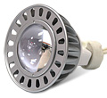 SD01A-W-MR16, Светодиодная лампа типа MR16 3Вт, цоколь GU5.3, 1 светодиод